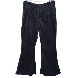 Alishebuy Women's Black Polyester 2XL Corduroy Flare Pants, NWT.